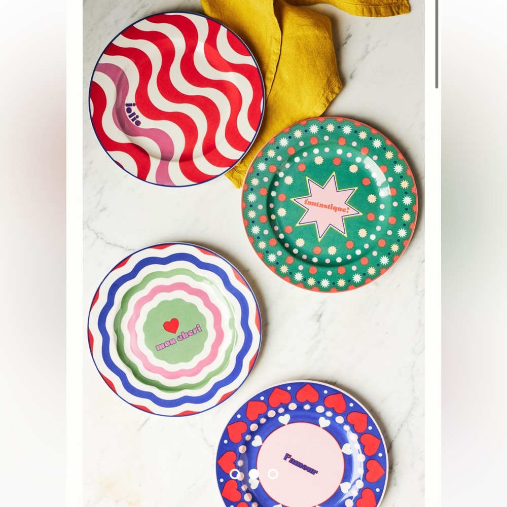 NWT Anthropologie Mon Cheri Dessert Plates, Set of 4